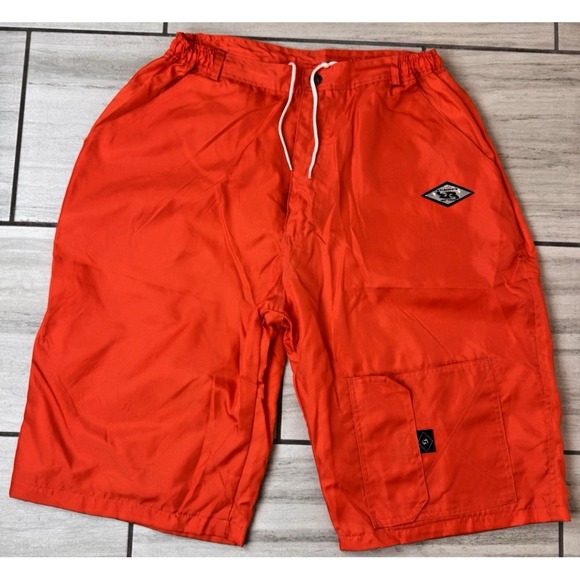 Vintage ri:kors by DAZO 180 Tech Men Y2K Orange Board Shorts Surf XL Drawstrings - Picture 2 of 8